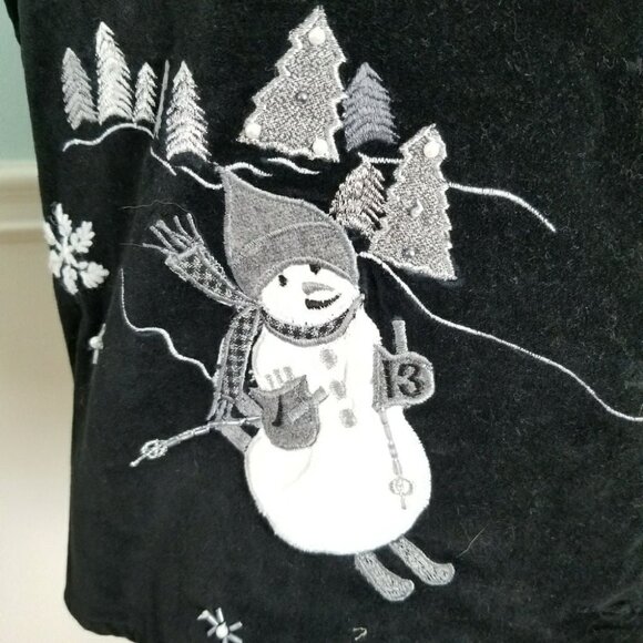 Winter Snowman Deer Scence Black Vest Size Large Holiday‎ - Picture 3 of 8